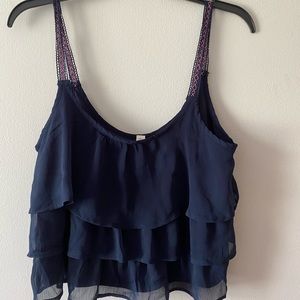 NWT! AEROPOSTALE Navy Ruffle Tank Top/Cami